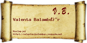 Valenta Balambér névjegykártya